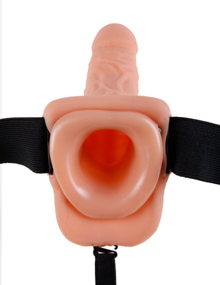 7-Inch Vibrating Hollow Strap-on With Balls - Flesh