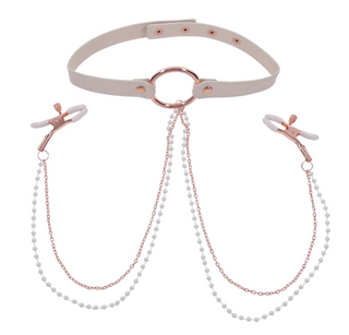 Peaches ‘N Creame Collar With Nipple Clamps - Pink